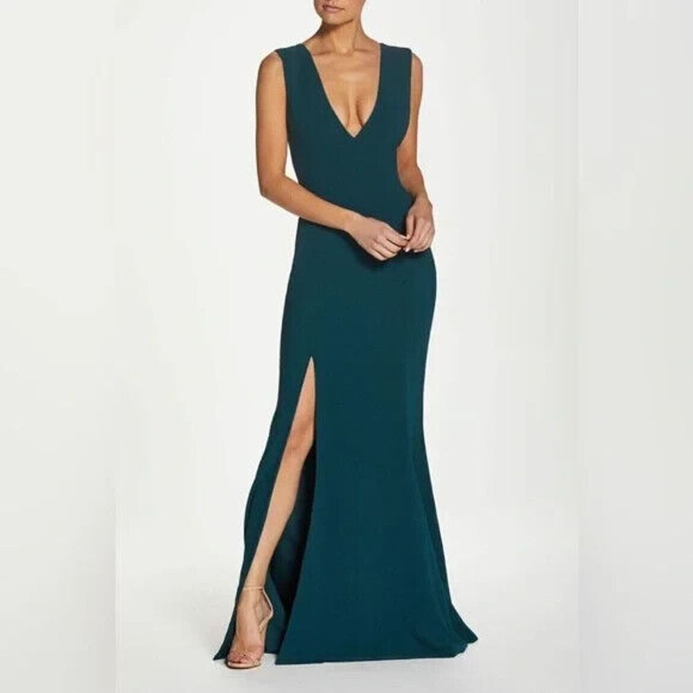 Dress the Population Teal Sandra Plunging Maxi Dress